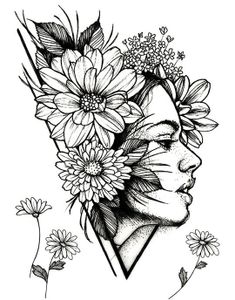 Flowerwoman - 3 stk Tatoveringer (Fake Tattoo)