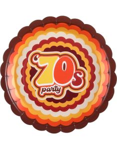 10 stk Papptallerkener 23 cm - 70s Party
