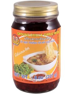 Dobble Seahorse Hakkede Chili & Hvidløg i Olie - Stærk Chiliolie 200 gram (Thailand)