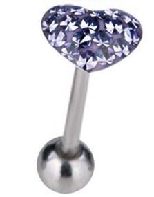 Tungepiercing med Hjerteformet Lilla Topkugle & Sten