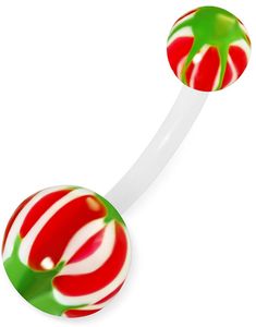 Candy Monster - Rød, Hvid og Grøn Navlepiercing af Bioplast