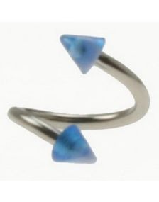 Curve Øjenbrynspiercing med Blå Pigge - 1.2 x 8 mm