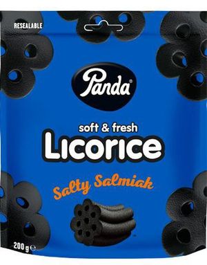 Panda Lakrids Salmiak - Blød Lakrids med Salmiaksmag i Genlukkelig Pose 200 gram