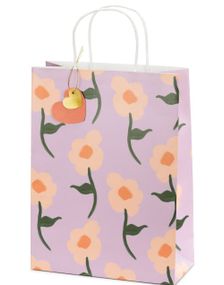 Lilla Gavepose med Blomster 10x24x32 cm