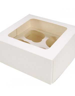 5 Stk Hvide Muffinsbokse - Hver Indeholder 4 Muffins