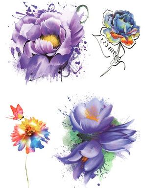 Liquid Flowers - 4 stk Tatoveringer (Fake Tattoo)