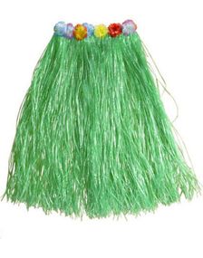 Hawaii Hula Nederdel m/Blomster - 75 cm Grøn 
