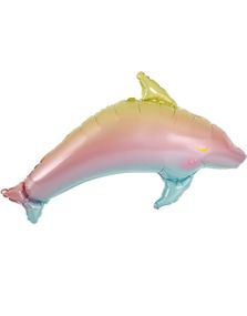 Skinnende Flerfarget Delfin Folieballong 92x50 cm