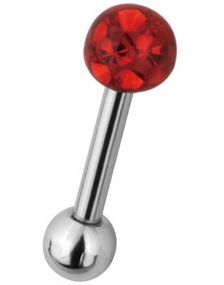 Tragus/Helix med Glitrende Rød Kugle
