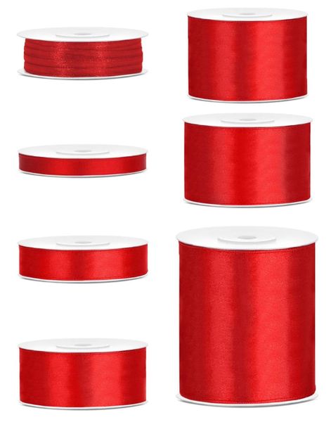 RØDT Silkebånd 50 meter x 3 mm