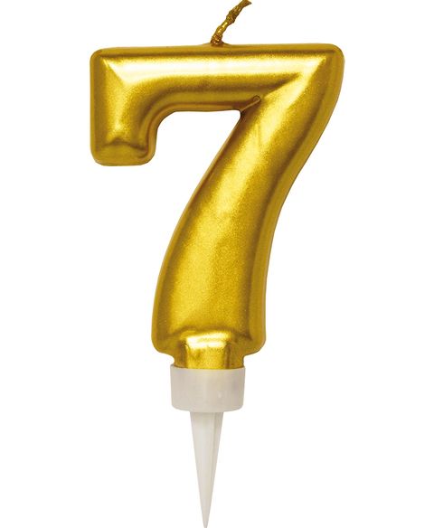 7 Tal - Guldfarvet Kagelys 11 cm