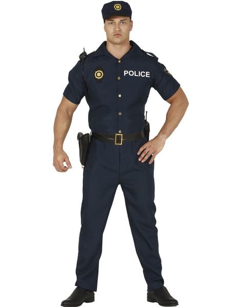 Mr Police Kostyme med Hatt, Jumpsuit og Belte