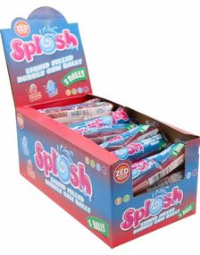 40 stk Zed Splosh Tyggegummi med Smak av Jordbær og Blå Bringebær med Flytende Kjerne - Hel Eske