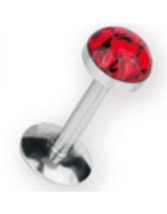 Labret med Glitrende Røde Sten - 1,2 x 8 mm