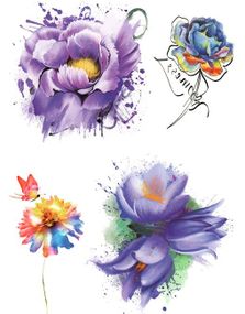 Liquid Flowers - 4 stk Tatoveringer (Fake Tattoo)