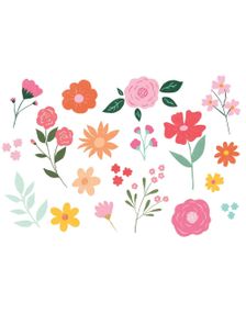 19 stk Midlertidige Flower Power Tatoveringer med Forskjellige Blomster