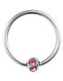 BCR Piercing med Rund Kugle og Rosa Sten