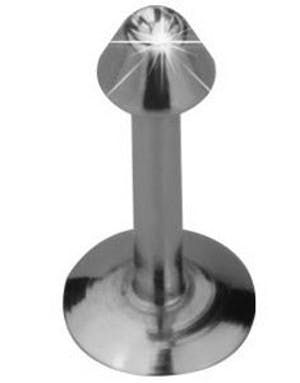 Labret Piercing med Spike Kugle og Klar Sten