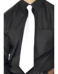 Hvidt Gangster Slips i Satin
