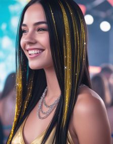 3 st Tinsel Hår Extension 50 cm - Guld