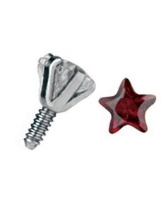 Dermal Anchor Kugle med Stjerneformet Rød Sten - Strl 3 mm kugle med 1,2 mm gevind