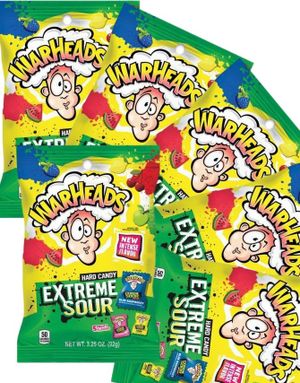 12 stk Warheads Extreme Sour Hard Candy - Supersure Slik med Forskellige Frugtsmage - Hel Æske 336 gram (USA Import)