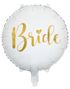 Bride - Rund Hvit Folieballong med Gullfarget Tekst 45 cm
