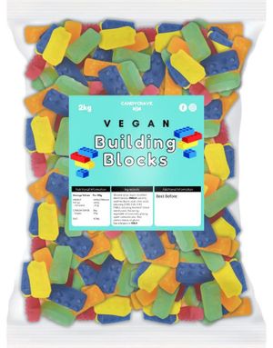 2 kg Candycrave Vegan Building Blocks - Stor Pose med Byggeklossformede Vingummibiter