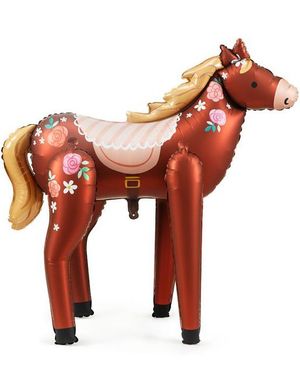 Hest med Blomster Folie Ballong 110x126 cm - Flowers & Horses Party