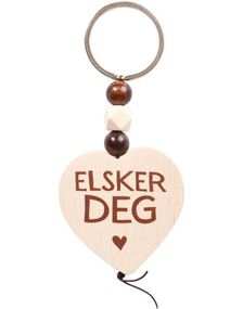 Nøkkelring med Trehjerte og Perler - Elsker Deg