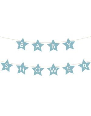 Blå og Hvit Stjerneformet Babyshower Banner 2,9 meter
