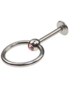 Labret med Rosa Sten og Slavering - 1,2 x 8 mm