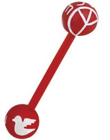 Peace Red/White - Tungepiercing