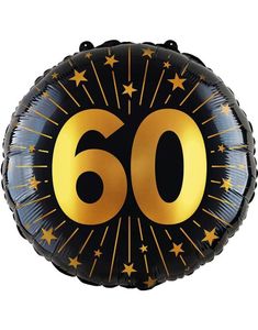 60-års Fejring - Sort og Guld Folieballon 46 cm