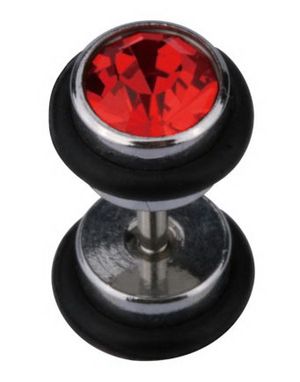 Fake Piercing med To Kugler & Røde Sten