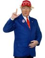 Donald Trump Sæt med Kostumejakke, Caps, Slips og Pin
