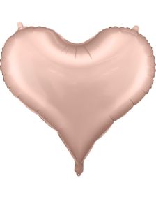 Stor Hjerteformet Rosegullfarget Folieballong 75x64,5 cm