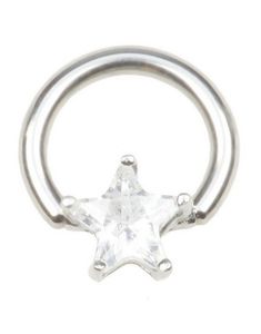 BCR Piercing med Stjerneformet Klar Sten