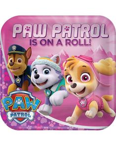 8 stk. Firkantet Paptallerkener 23x23 cm - Paw Patrol Girls