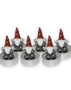 6 stk. Nisse Stearinlys - 5 cm