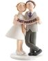 Flott Brudepar med "Just Married" Banner - Kaketopp 14 cm