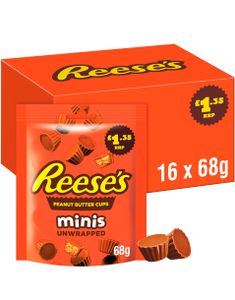 16 stk Reese’s Mini Peanut Butter Cups Unwrapped - Pose 1,08 kg (USA Import)