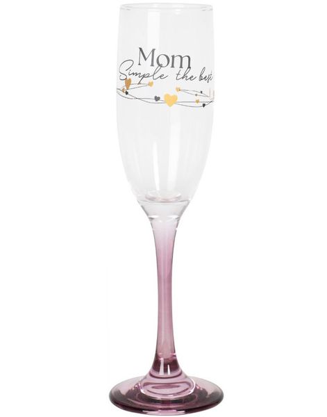 Mom Simple the Best - Champagneglass med Rosa Stett