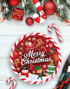 6 stk "Merry Christmas" Papptallerkener 23 cm