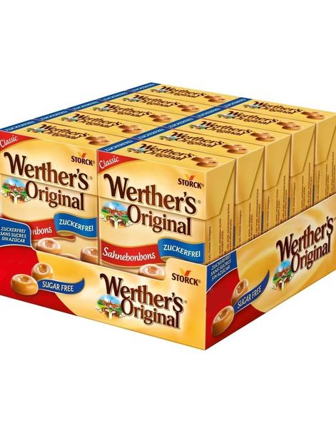10 stk Werthers Original Sukkerfri Karamel Slik - Hel Æske 420 gram