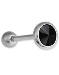 Enkelt Sort Diamant - Tungepiercing