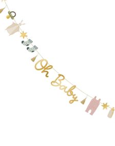 2,5 Meter Babyshower Banner med Tekst og Forskjellige Figurer - Oh Baby