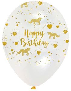 6 stk Balloner 30 cm - Golden Unicorn