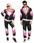80-talls Grilldress i Svart med Rosa, Sølv og Hvite Detaljer til Voksen - XL
