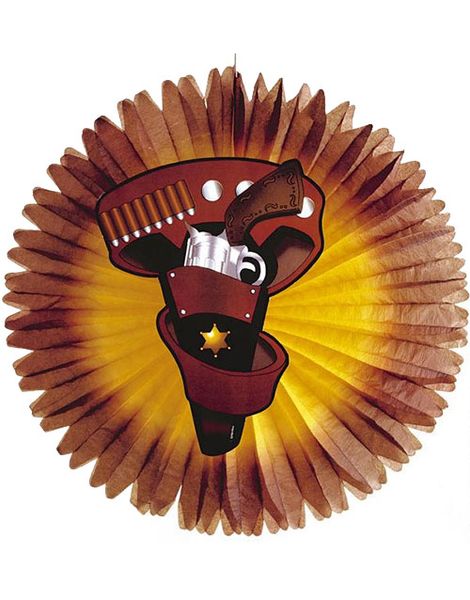 Brun Stor Papirvifte med Cowboy Pistol Hylster Motiv 55 cm
